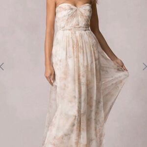 Jenny Yoo Watercolor Nyla Vintage Floral Strapless Convertible Dress Size 4